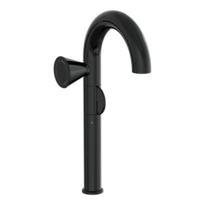 VitrA Liquid basin mixer tap A4279439, projection 175mm, single-hole installation, without waste fitting, handle on the left, high-gloss black