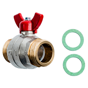 Wolf robinet à tournant sphérique G1&quot; AG/AG rouge 2074725 pour eau douce et stations de recharge