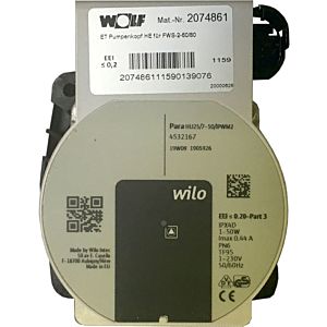 Tête de pompe Wolf très efficace 2074861 pour FWS-2-60/80 Wilo PARA HU 25/7.0 PWM2