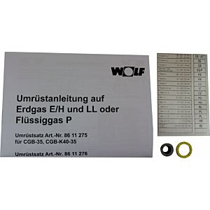 Kit de conversion Wolf gaz liquide - gaz naturel E/LL 8611277 et gaz naturel E - LL, pour CGB-50