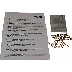 Wolf kit de conversion gaz naturel LL ou gaz liquide 8612660 vers gaz naturel E, pour CGG-2(K)-18/24