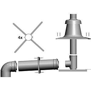 Wolf connection set 2651854 Stainless Steel , DN 60/100, up to 24 kW, room air-independent, white