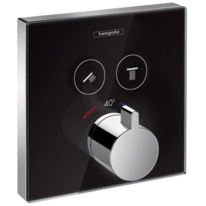hansgrohe ShowerSelect Glas Thermostat 15738600 Unterputz, 2 Verbraucher, schwarz chrom