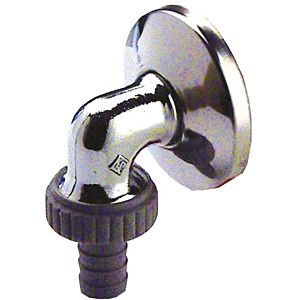 Aalberts Sepp wall connection bend 0006132 DN 15, with rosette and hose connection, chrome-plated brass