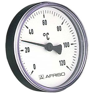Thermomètre bimétallique Afriso 0-120 degrés 63708 boîtier 80mm, tige 40mm, raccord 1/2&quot;