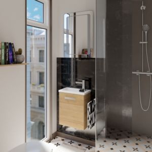 Artiqua Serie 841 ensemble de meubles de salle de bain BL-841- 2000 Chêne Riviera, composé de lave-mains et d&#39;un meuble sous-vasque