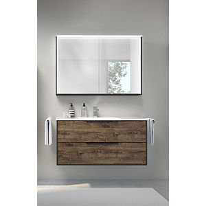 Bloc de meuble de salle de bain Artiqua série 774 avec meuble miroir LED 774B2210MSMS3 100cm, avec lavabo et meuble sous vasque, poignée H3 noir mat noir mat