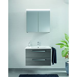Bloc de meuble de salle de bain Artiqua série 843 avec armoire à miroir LED 843B237587 75cm, avec lavabo en céramique et meuble bas blanc brillant
