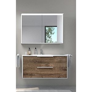 Bloc de meuble de salle de bain Artiqua série 774 avec meuble miroir LED 774B2281MSMS3 80cm, avec lavabo et meuble sous vasque, poignée H3 noir mat noir mat
