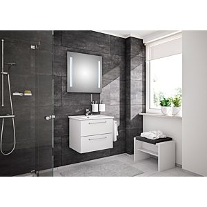 Artiqua Basic bloc Meubles pour salle de bains Plus avec miroir lumineux LED 80811096505 65 cm, blanc brillant, avec vasque et meuble Ceramique salle de bain