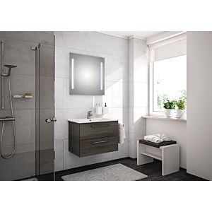 Artiqua Basic bathroom furniture block with LED light mirror 80811197505 75cm, with ceramic washbasin and base cabinet graphite structure