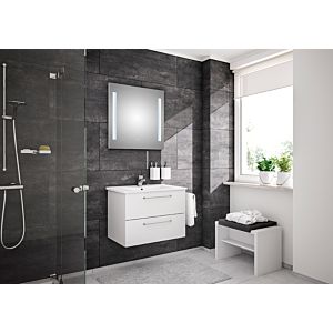Artiqua Basic Bathroom furniture block Plus with LED light mirror 80811097505 75 cm, white high gloss, with Bathroom ceramics washbasin and vanity unit