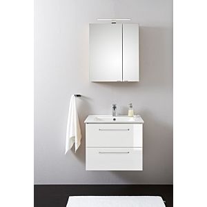 Artiqua Basic bathroom furniture block with LED mirror cabinet 808.11096504 65cm white high gloss with ceramic washbasin and base cabinet