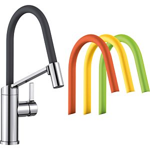 Blanco kitchen faucet 524813 flexible, chrome / lava gray / kiwi / orange