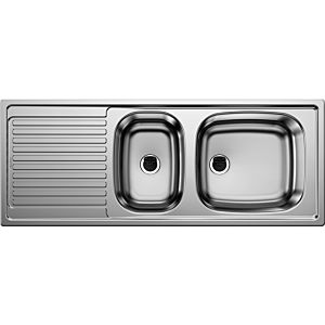 Blanco Top ezs built-in double sink 500847 110 x 43.5 cm, Stainless Steel , reversible, large Stainless Steel outside