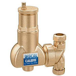 Caleffi Discal Air and Dirt Separators 551702 Ø 22mm compression fitting, brass housing, for horizontal and vertical pipes
