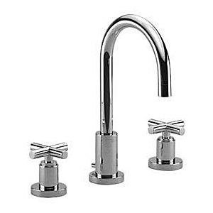 Dornbracht Tara. three-hole faucet 20710892-28 for washbasin, with waste set, projection 135 mm, brushed brass