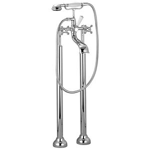 Dornbracht Madison two-hole bath mixer 25943360-28 free-standing assembly, with shower set, brushed brass