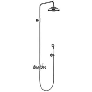 Dornbracht Madison shower set 26632360-28 with two-hand shower mixer, standing shower projection 420 mm, brushed brass