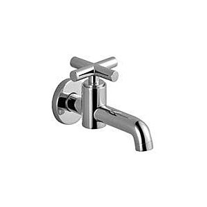 Dornbracht Tara. wall outlet valve 30010892-28 with cross handle, cold water, projection 140 mm, brushed brass