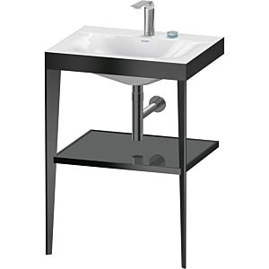Duravit XViu washbasin combination XV4714EB289 60 x48 cm, 2 tap holes, flannel gray high gloss, with metal console, black matt
