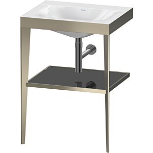 Duravit XViu washbasin combination XV4714NB140 60 x 48 cm, without tap hole, black high-gloss, with metal console, matt champagne