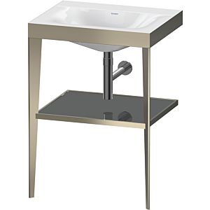 Duravit XViu washbasin combination XV4714NB189 60 x 48 cm, without tap hole, flannel gray high gloss, with metal console, matt champagne