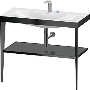 Duravit XViu washbasin combination XV4716EB289 100 x 48 cm, 2 tap holes, flannel gray high gloss, with metal console, black matt