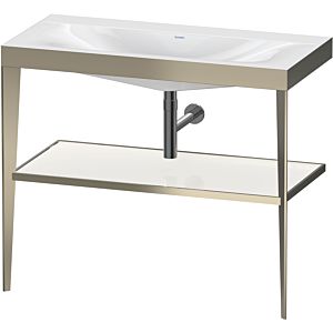 Duravit XViu washbasin combination XV4716NB185 100 x 48 cm, without tap hole, white high gloss, with metal console, matt champagne