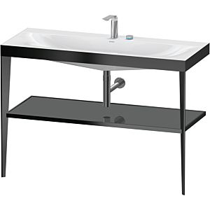 Duravit XViu washbasin combination XV4717EB289 120 x 48 cm, 2 tap holes, flannel gray high gloss, with metal console, matt black
