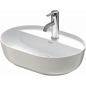 vasque à poser Duravit Luv 03805023001 50x40cm, sol, trou pour 2000 , sans trop-plein, avec banc pour robinetterie, blanc / gris satiné WonderGliss