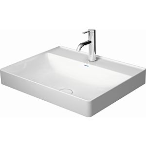 Duravit DuraSquare countertop washbasin 2354600044 white, 60x47cm, 3 tap holes, back wall glazed