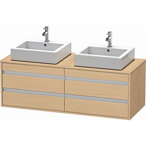 Duravit Ketho vanity unit KT6657B3030 140x55x49.6cm, for Wash Bowls , 4 drawers, cut-out on both sides, Eiche natur