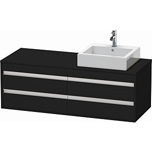Duravit Ketho vanity unit KT6657R1616 140x55x49.6cm, for Wash Bowls , 4 drawers, cut-out on the right, Eiche schwarz