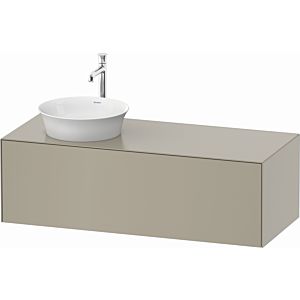 Duravit White Tulip vanity unit WT4977L6060 130 x 55 cm, Taupe Seidenmatt , wall- 2000 , match3 pull-out, 2000 console plate, basin on the left