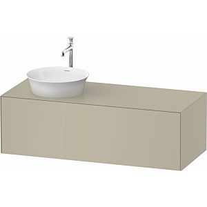 Duravit White Tulip vanity unit WT4977LH3H3 130 x 55 cm, Taupe high gloss, wall- 2000 , match3 pull-out, 2000 console plate, basin on the left