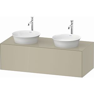 Duravit White Tulip vanity unit WT4978BH3H3 130 x 55 cm, Taupe high gloss, wall- 2000 , match3 pull-out, 2000 console plate, basin on both sides