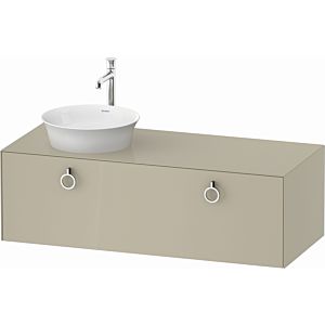 Duravit White Tulip vanity unit WT4982LH3H3 130 x 55 cm, Taupe high gloss, wall- 2000 , match3 pull-out with handle, basin on the left