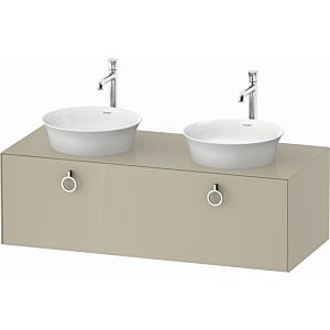 Duravit White Tulip vanity unit WT4983BH3H3 130 x 55 cm, Taupe high gloss, wall- 2000 , match3 pull-out with handle, basin on both sides