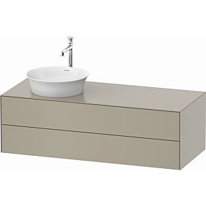 Duravit White Tulip vanity unit WT4987L6060 130 x 55 cm, Taupe Seidenmatt , wall-hung, 2 drawers, 2000 console plate, basin on the left