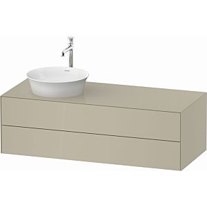 Duravit White Tulip vanity unit WT4987LH3H3 130 x 55 cm, Taupe high gloss, wall-hung, 2 drawers, 2000 console plate, basin on the left