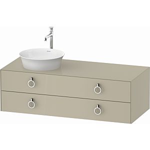 Duravit White Tulip vanity unit WT4992LH3H3 130 x 55 cm, Taupe high gloss, wall-hung, 2 drawers with handle, basin on the left