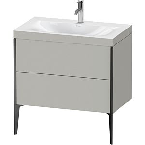 Duravit XViu Table de toilette XV4710OB207C 80x48cm, 2 2000 - out, Match2 trou de coulée, noir mat, Cadres C, gris béton mat