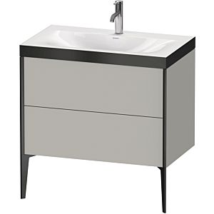Duravit XViu Table de toilette XV4710OB207P 80x48cm, 2 2000 - out, Match2 trou de coulée, noir mat, Cadres P, gris béton mat