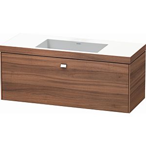 Duravit Brioso c-bonded washbasin with substructure BR4603N1009, 120x48, Natural Walnut / chrome, o tap