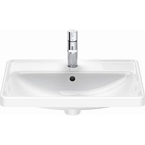 Duravit D-Neo lavabo encastré 03576000271 sol, avec trop-plein, avec trou pour robinetterie, blanc wondergliss