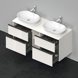 Duravit D-Neo DE4970B2222 140 x 55 cm, White High Gloss , wall-mounted, 4 drawers, 2000 console plate, basin on both sides