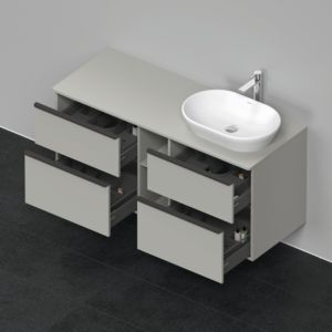 Duravit D-Neo DE4970R0707 140 x 55 cm, Concrete Gray Matt , wall-mounted, 4 drawers, 2000 console panel, basin on the right