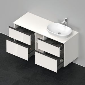 Duravit D-Neo DE4970R2222 140 x 55 cm, White High Gloss , wall-mounted, 4 drawers, 2000 console panel, basin on the right