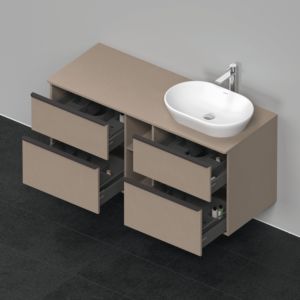 Duravit D-Neo DE4970R7575 140 x 55 cm, Linen , wall-mounted, 4 drawers, 2000 console panel, basin on the right